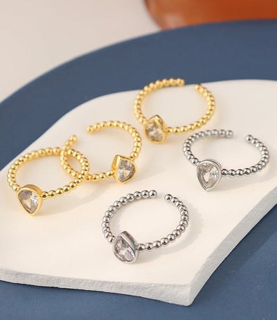Teardrop Beaded Open Ring