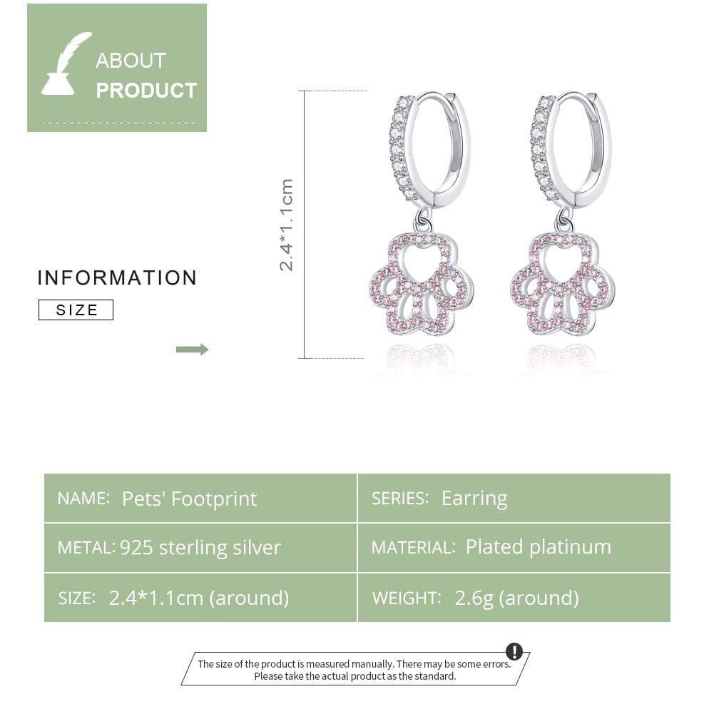 Pink Paw Print Dangle Earrings - The Silver Goose SA