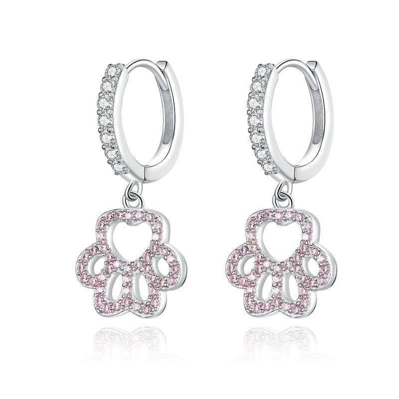 Pink Paw Print Dangle Earrings - The Silver Goose SA