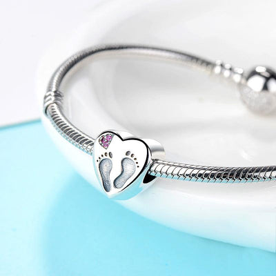 Heart Footprint Charm - The Silver Goose