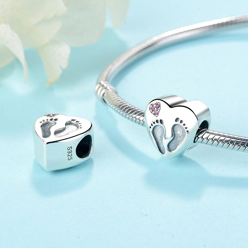 Heart Footprint Charm - The Silver Goose