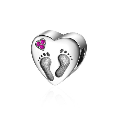 Heart Footprint Charm - The Silver Goose