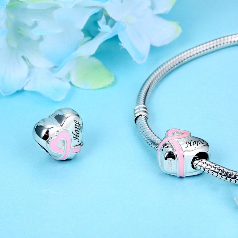 Pink Heart Hope Charm - The Silver Goose