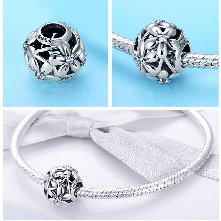 Silver Flower Bead Charm - The Silver Goose