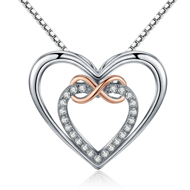 Infinity Double Heart Pendant Necklace - The Silver Goose