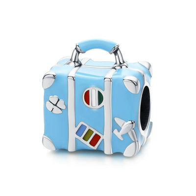 Blue Suitcase Charm - The Silver Goose