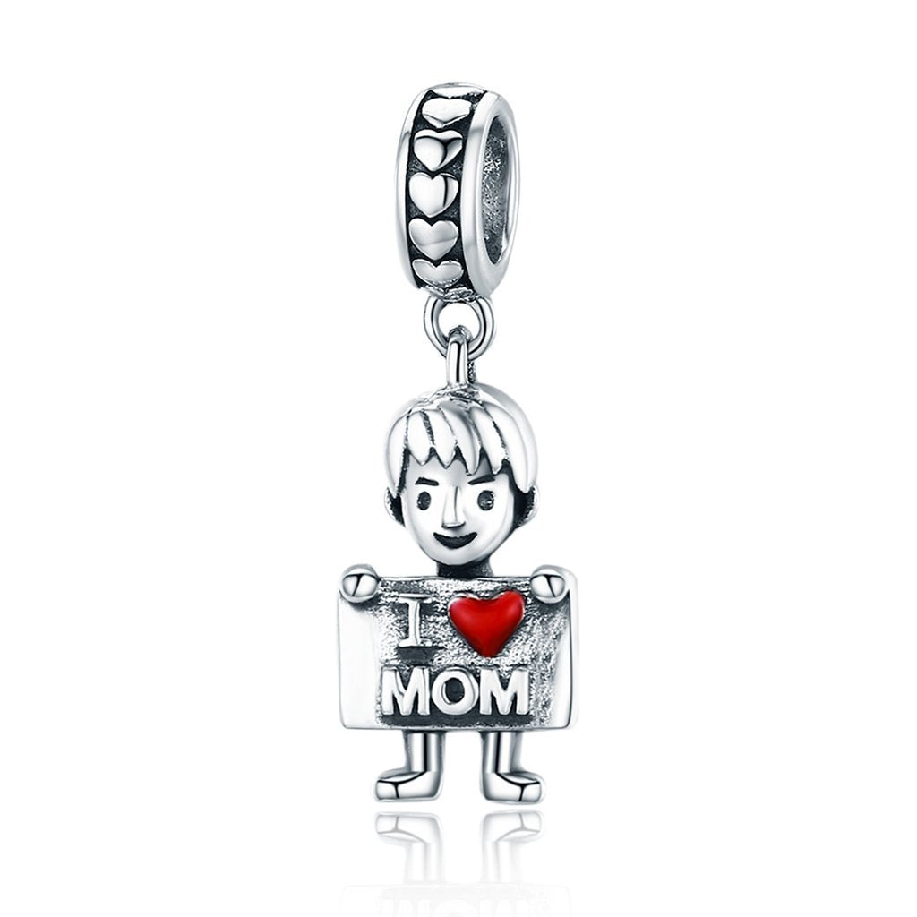 Boy I Love Mom Pendant Charm - The Silver Goose
