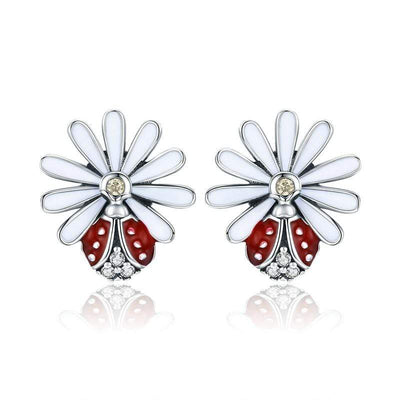 Daisy Ladybug Earrings - The Silver Goose