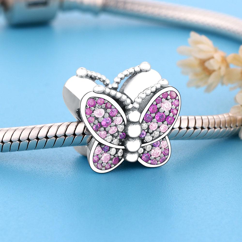 Dazzling Pink Butterfly Charm - The Silver Goose