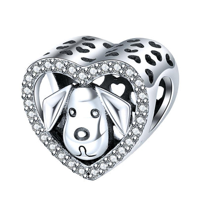 Dog in Heart Charm - The Silver Goose