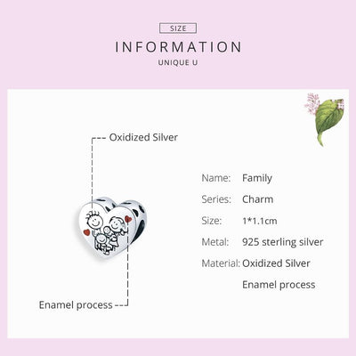 Family Heart Charm - The Silver Goose
