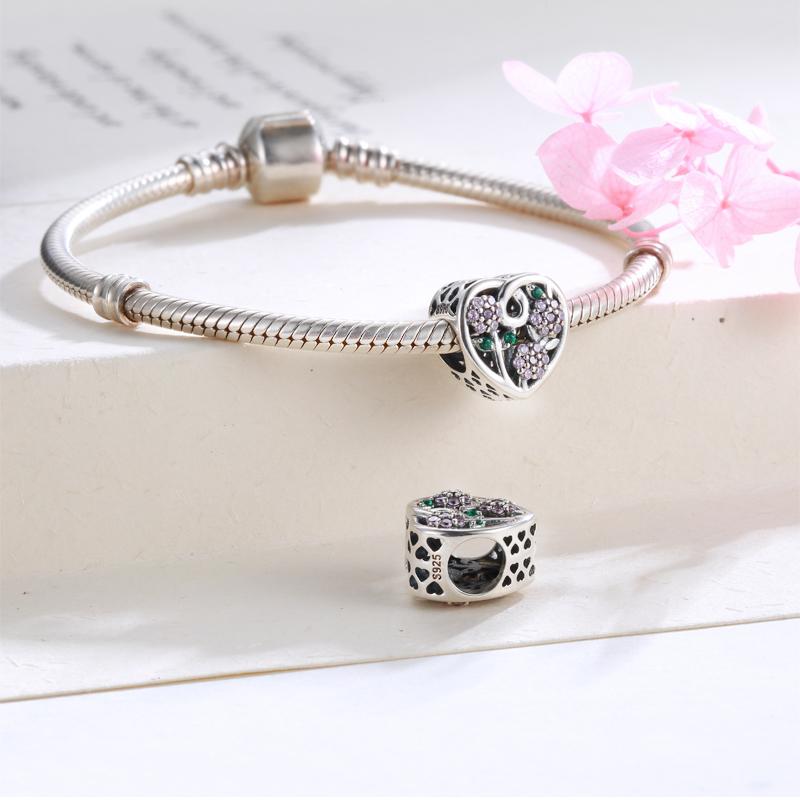 Flower Heart Charm - The Silver Goose