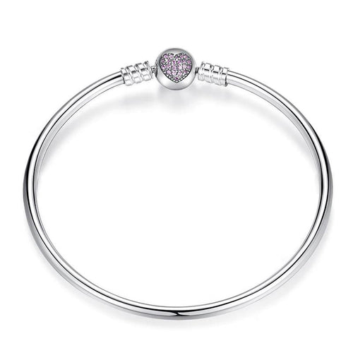 Pink Heart Bangle Bracelet - The Silver Goose