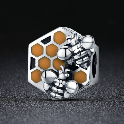 Honeycomb Bee Charm - The Silver Goose