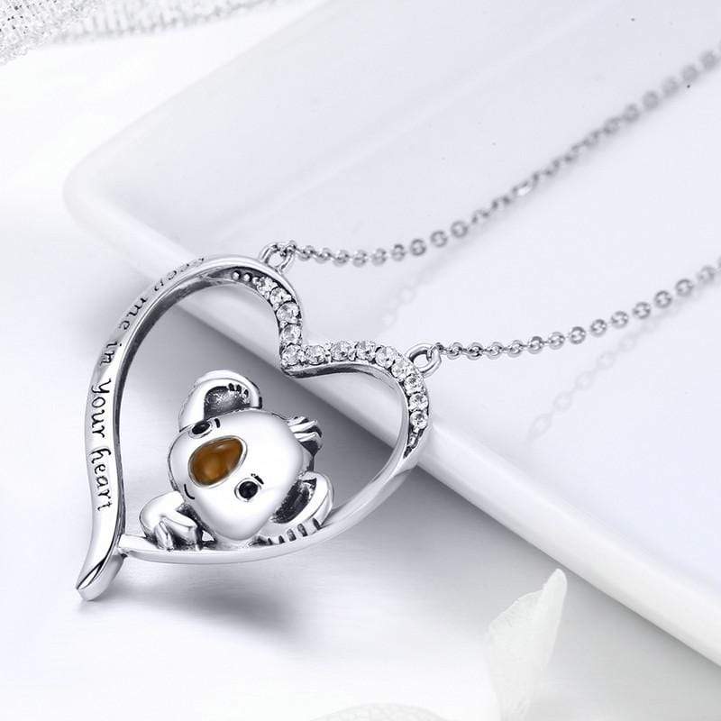 Koala in Heart Pendant Necklace - The Silver Goose