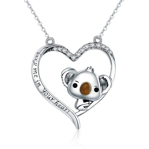 Koala in Heart Pendant Necklace - The Silver Goose