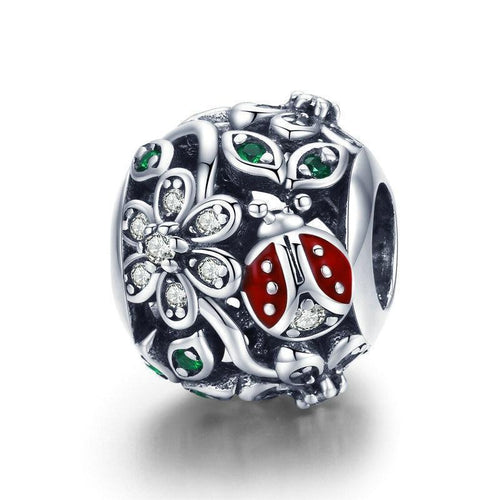 Ladybug Flower Charm - The Silver Goose