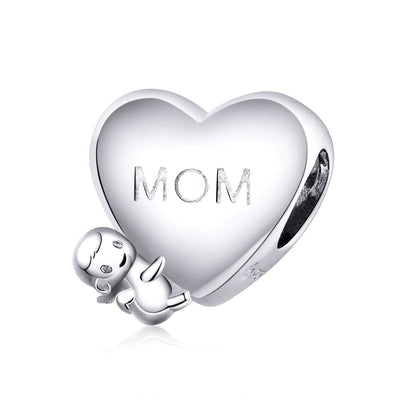 Mom Heart with Baby Charm - The Silver Goose