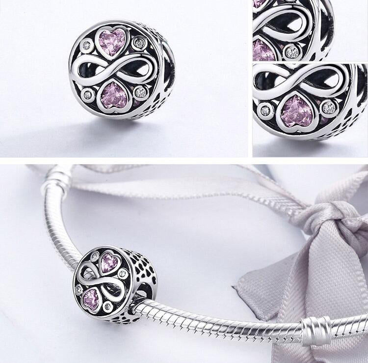 Pink Heart Infinity Charm - The Silver Goose