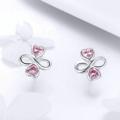 Pink Heart Infinity Earrings - The Silver Goose