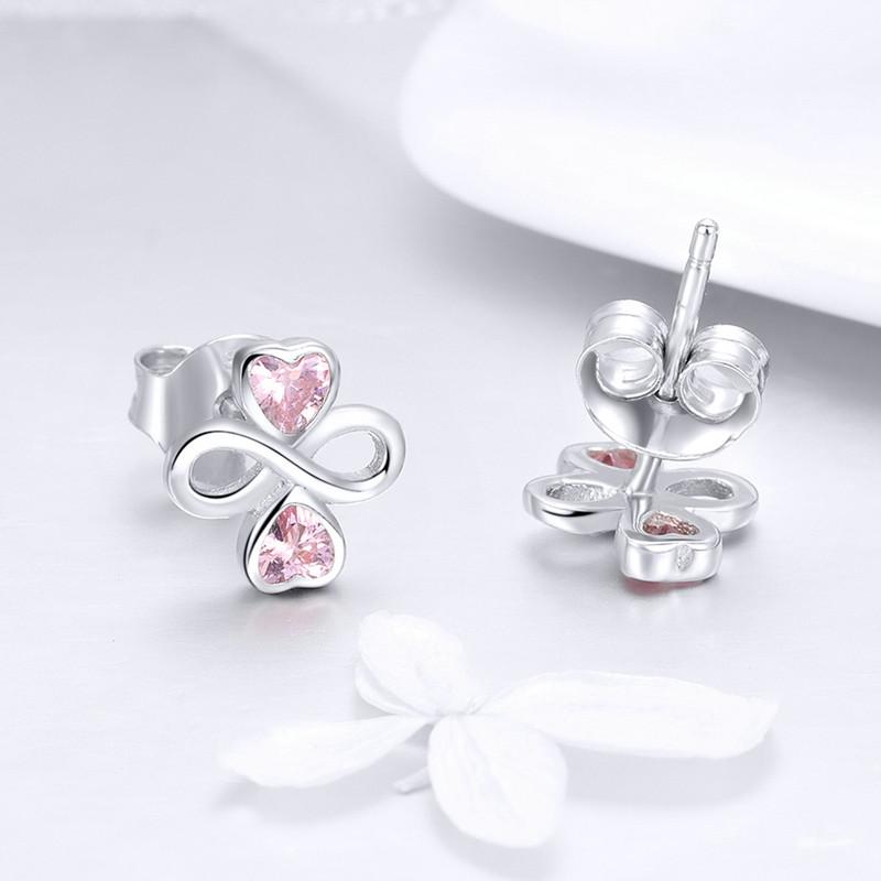 Pink Heart Infinity Earrings - The Silver Goose