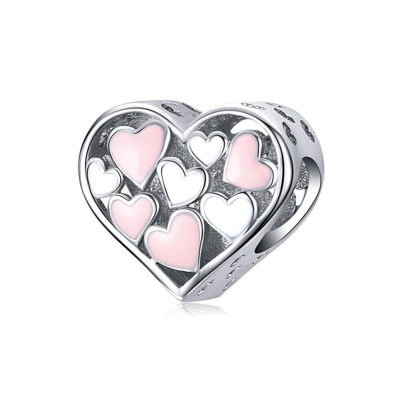 Pink & White Hearts Charm - The Silver Goose