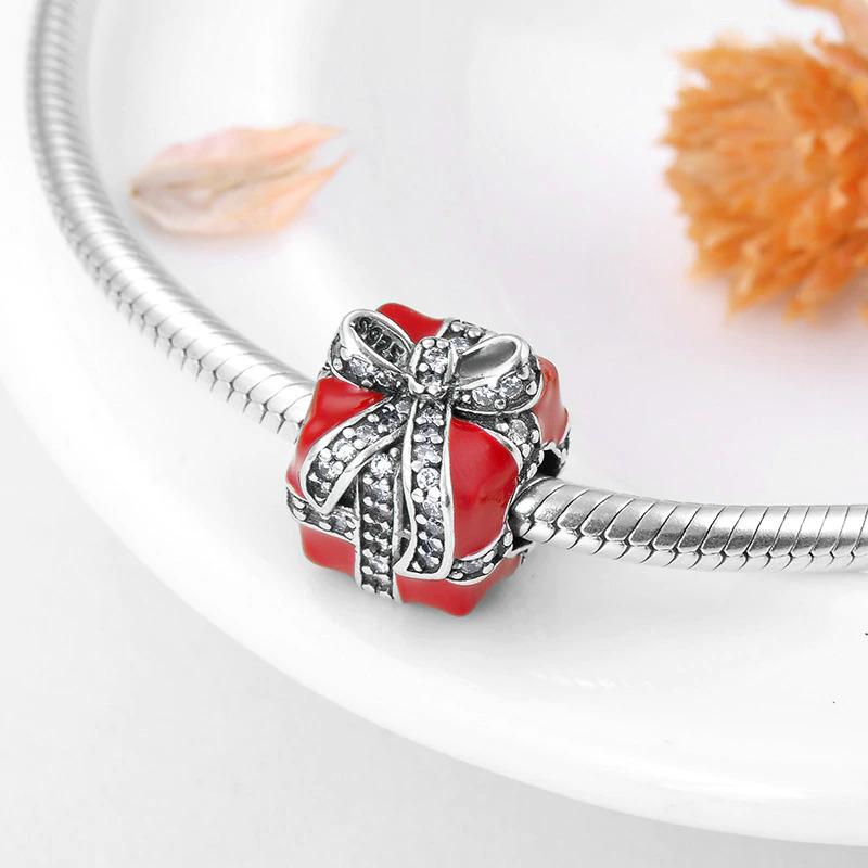 Red Gift Box Charm - The Silver Goose