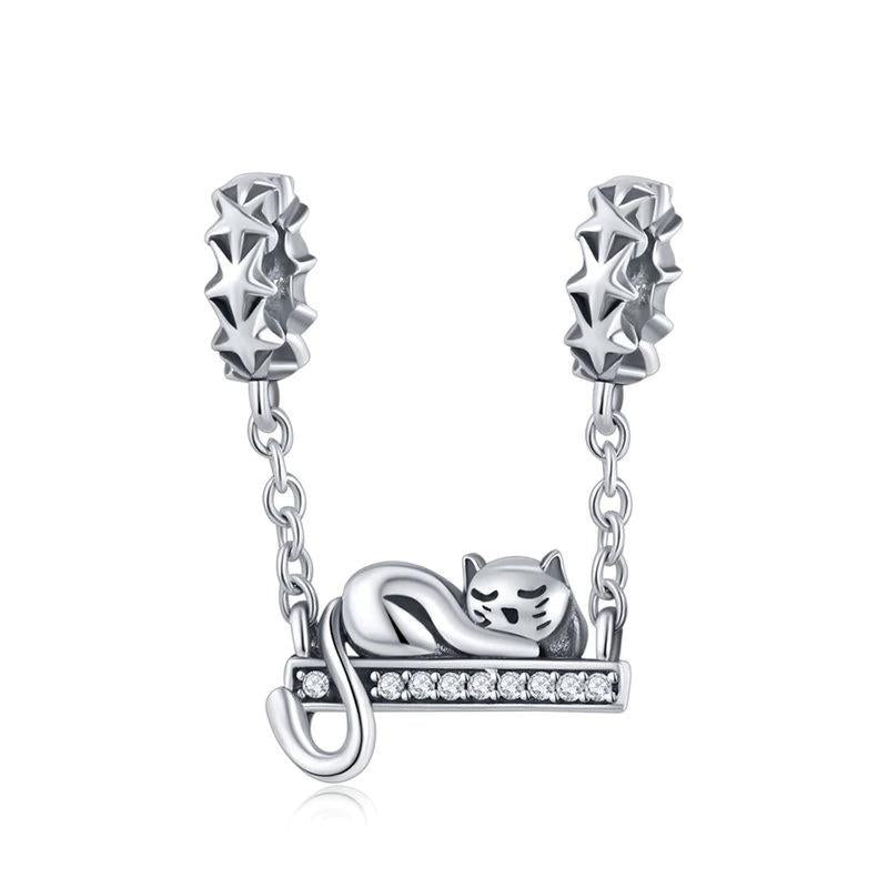 Sleeping Cat Star Charm - The Silver Goose