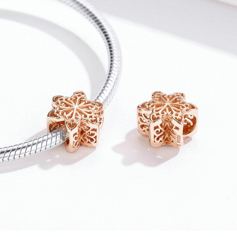 Snowflake Rose Gold Charm - The Silver Goose