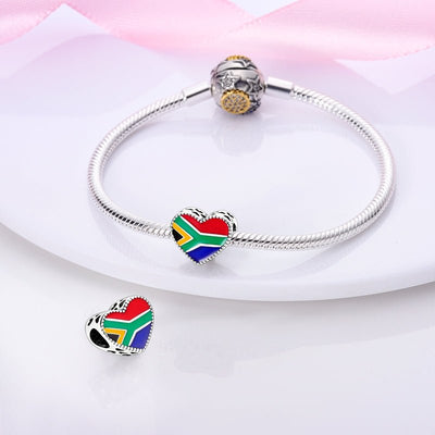 South African Flag Heart Charm - The Silver Goose SA