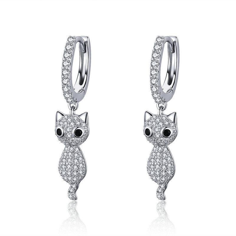 Sparkling Cat Dangle Earrings - The Silver Goose