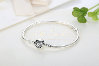 Sparkling Heart Snake Chain Bracelet - The Silver Goose